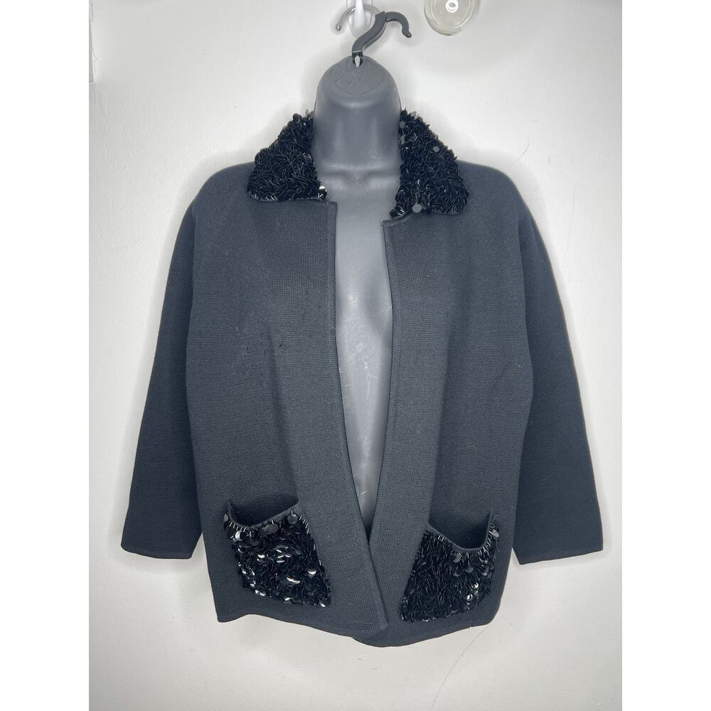 Vintage Gia Ninno Black Wool Sequin Sweater Size 12